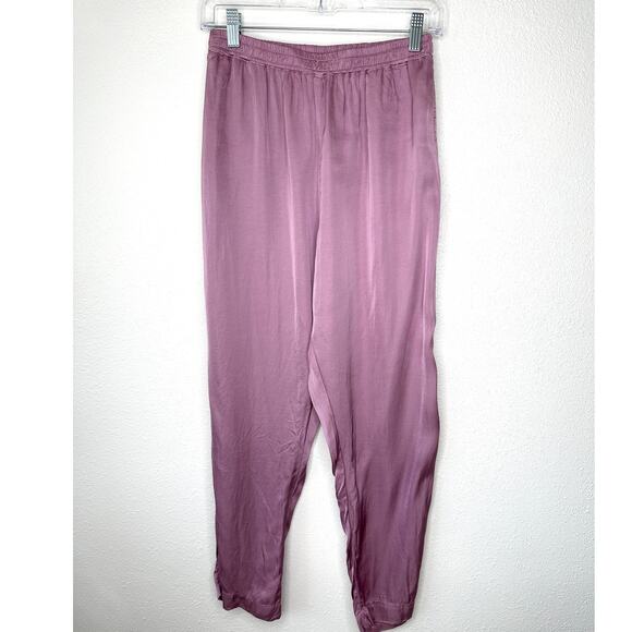 Light Purple Shimmer Satin Pocketed Elastic Waist Jogger style Pants Small - Picture 1 of 10